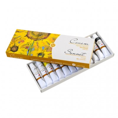 Набір олійних фарб 12 кольорів, 10 мл, Сонет (Sonnet), Невська палітра