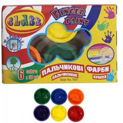Фарби пальчикові 6 кол., 180 мл, 7637, CLASS