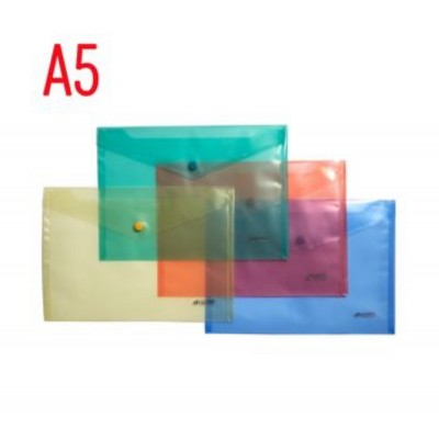 Папка-конверт А5, на кнопці, прозора, мікс 4-205 4Office